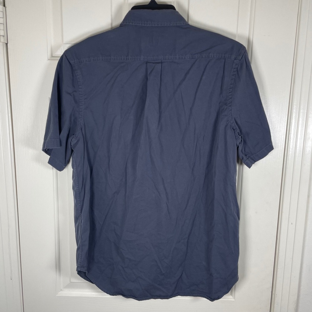 Buck Mason Mens Large Button Up Short Sleeve Shirt Slate Blue Cotton Rayon EUC - Picture 4 of 7